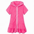 thumbnail image 2 of mgoYE 4t Girls Swimsuit Toddler Girl Long Sleeve Swimsuit Beach Dress Cute Cover Ups Ruffle Bathing Suit Cover Up Kids Swimwear(Hot Pink,8-9 Years), 2 of 9