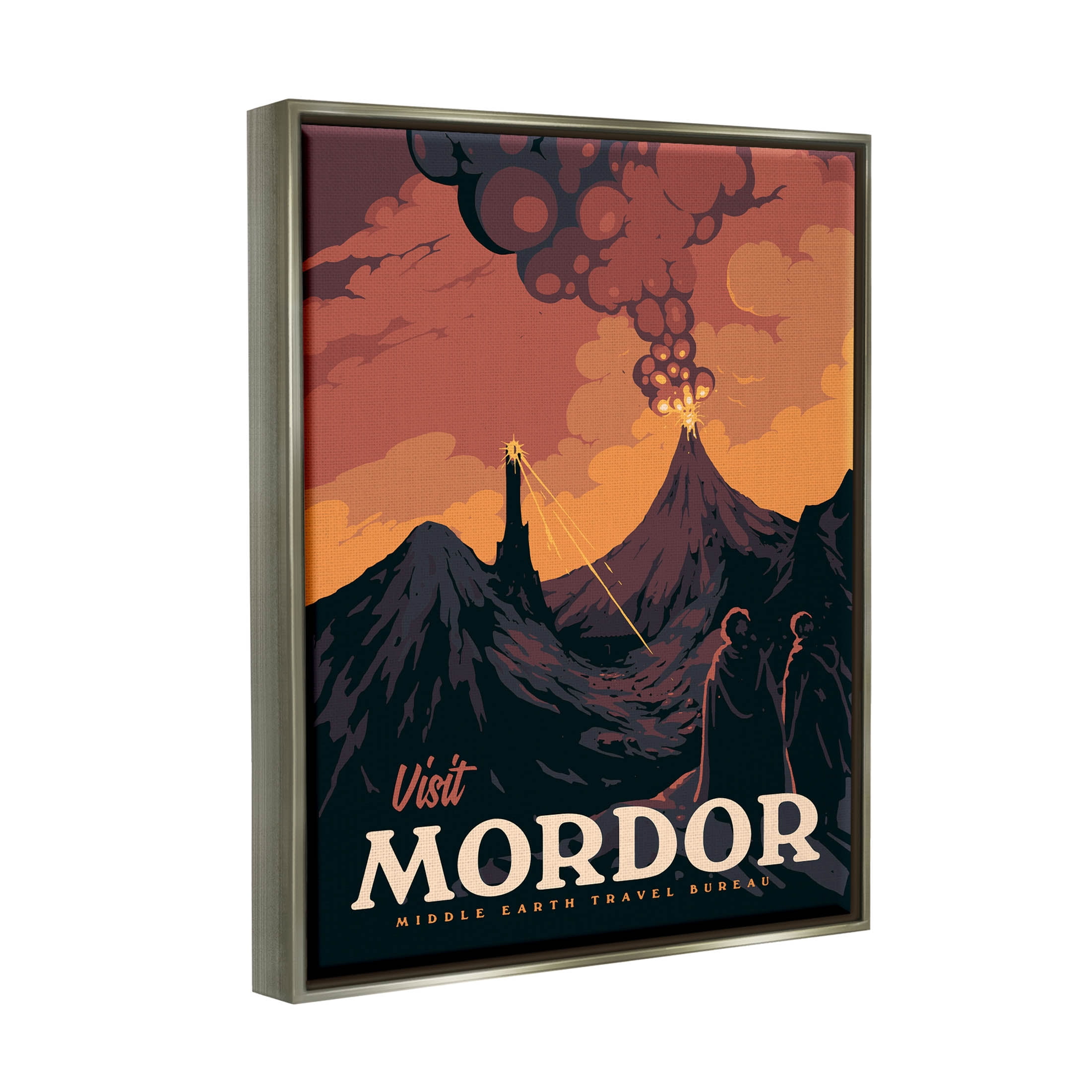 Stupell Industries Visit Mordor Volcano Fantasy Literature Graphic Art Luster Gray Floating Framed Canvas Print Wall Art, Design by Matheus Lopes Castro