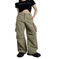 thumbnail image 1 of Women‘s Parachute Trousers in Solid Color  Loose Cargo Long Pants, 1 of 6