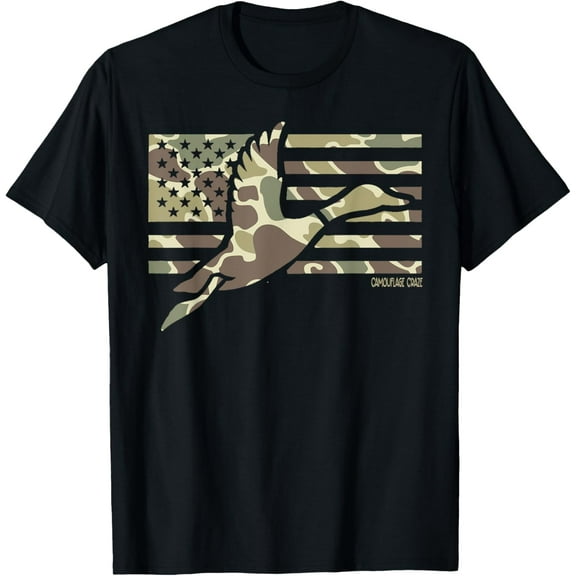Camo Patriotic Mallard Duck Camouflage Flying Duck Hunting T-Shirt