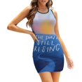 thumbnail image 1 of The Sun Is Still Rising-Inspirational Quote And Abstract Blue Sweetheart Knot Flared Dress Fashion Design Large Size Loose, 1 of 5
