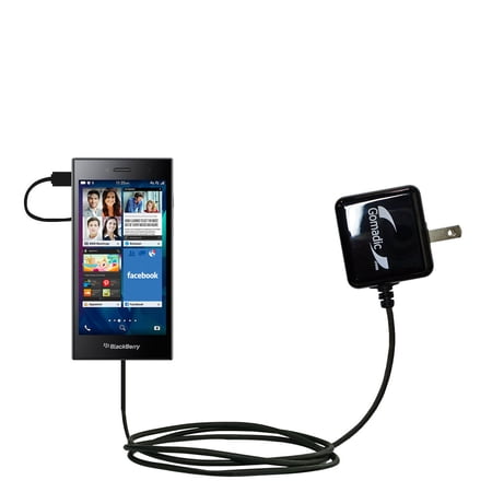 Gomadic Intelligent Compact AC Home Wall Charger suitable for the Blackberry Leap - High output power with a convenient, foldable plug design - Uses T