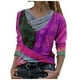 thumbnail image 2 of Puntoco Mujer Tie-Dye Impreso Bordado Cuello Manga Larga Pullover Blusa tops Puntoco Puntoco-50, 2 of 4