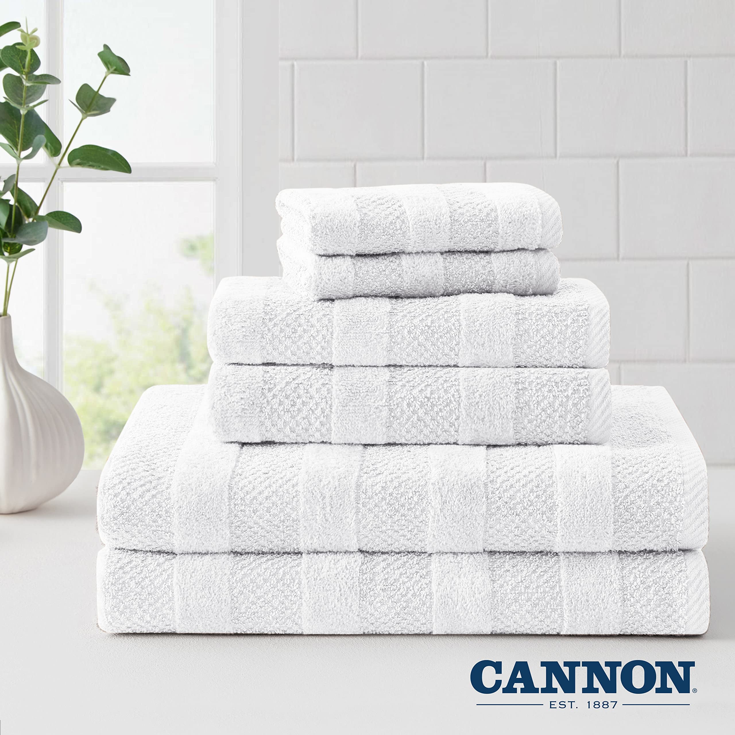 CANNON Luxury 100% Cotton Zero Twist Hand Towels (16 L x 28 W), 500 GSM,  Aero Spun, Dobby Hemmed Borders, Super Soft, Thick & Highly Absorbent, Easy
