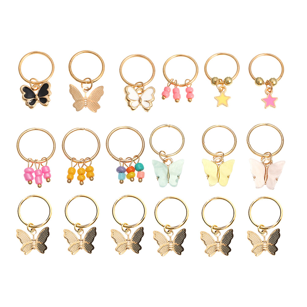 Homemaxs 18pcs Butterflies Charm Dreadlock Clip Hair Ring Dreadlock