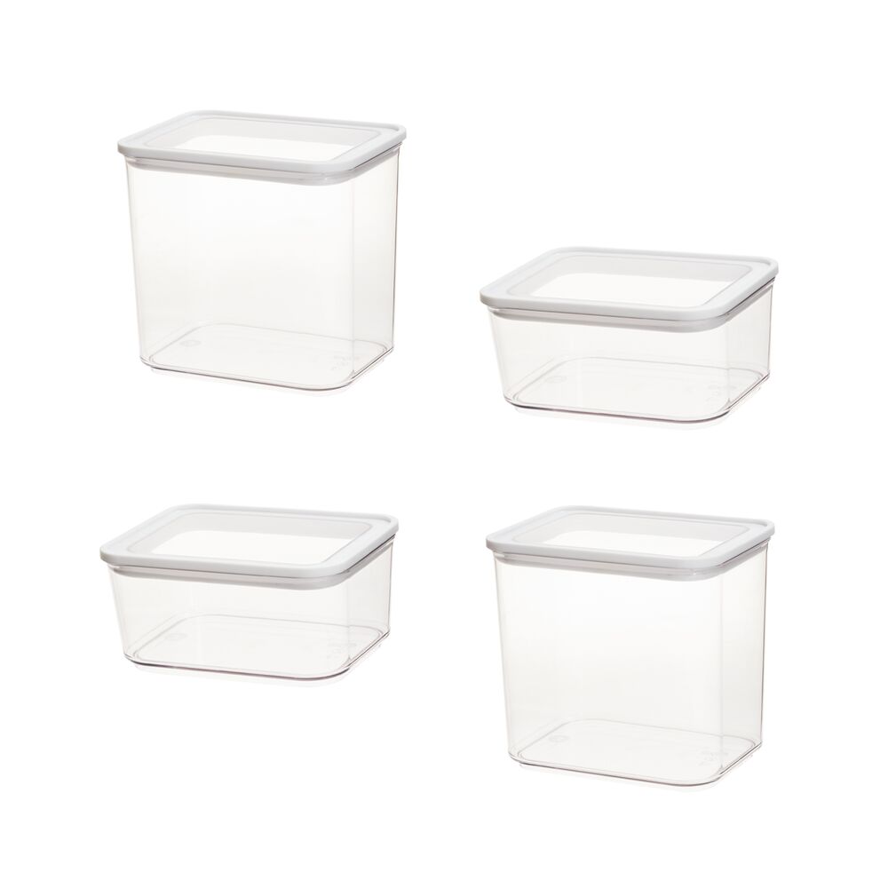 iDesign, Complete Canister 4Piece Set, Clear Plastic MultiUse Square