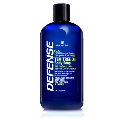 Shower Oil Collection - Defense Soap Body Wash Shower Gel 12 Oz | 100% Natural Tea Tree Oil and Eucalyptus Oil Helps Wash Away Ringworm, Jock Itch, Athlete's Foot, Psoriasis, Yeast, and Body Odor