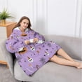 thumbnail image 5 of Oversized Wearable Blanket Hoodie,Purple Halloween Pattern Sherpa Blanket Hoodie with Super Pockets,Super Warm Fuzzy Pullover for Women & Men, 5 of 6