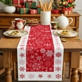 thumbnail image 4 of Christmas Snowflakes Cotton Linen Table Runner for Dining Kitchen, Red Xmas Winter Vintage Wedding Outdoor Party Tablerunners Decoration, Dresser Scarf Coffee Tablecloth Runners 13x36 Inches, 4 of 9