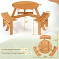 thumbnail image 3 of Costway 6-Person Round Picnic Table Set with 3 Built-in Benches 2" Umbrella Hole,Yellow, 3 of 10