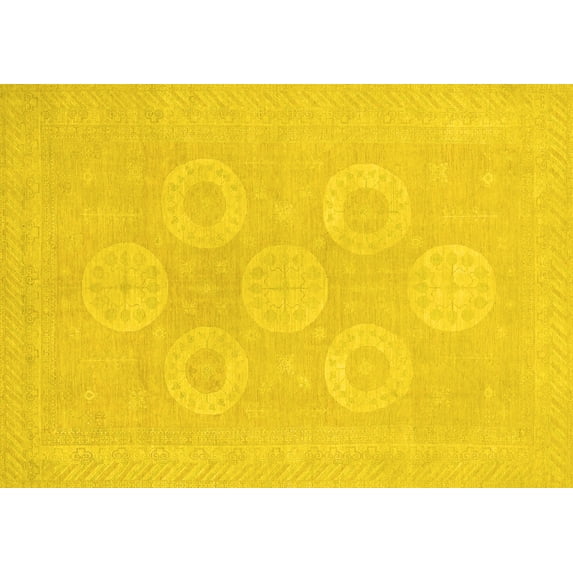 Ahgly Company Indoor Rectangle Oriental Yellow Traditional Area Rugs, 8' x 10'