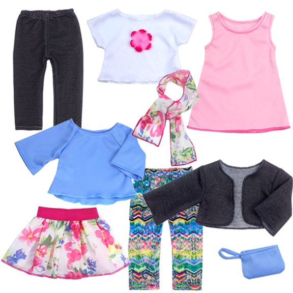 Sophia's 9 Piece Spring Wardrobe Mix and Match Set for 18" Dolls