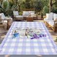 thumbnail image 2 of Spring Easter Outdoor Rug 4x6 Ft - Reversible Patio Rug Outdoor Camping Rugs, Bunny Botanical Flowers Leaves Purple Check Indoor Outdoor Area Rugs, Non-Slip Outdoor Carpet Runner for Deck/Porch, 2 of 8
