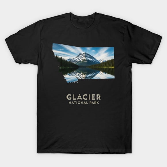 Glacier National Park Montana State Map Mountain Unisex T-shirt M10581, up to size 5XL