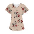 thumbnail image 4 of Cyber&Monday Deals Dyegold Summer Tops for Women 2023, Summer Short Sleeve Tees Shirt Cute Tops for Women Trendy Going Out Casual Flowy Blouses Floral Print V-Neck ​Tunic Top, 4 of 5