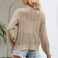thumbnail image 4 of ZyeKqe Cardigans for Women Long Sleeve Cropped Cardigan Sweaters V Neck Hollow out Button up Knit Top, 4 of 4