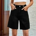 thumbnail image 3 of Womens Jean Shorts Knee Length Trendy Y2k High Waisted Wide Leg Casual Summer Shorts with Pockets Black XL, 3 of 8