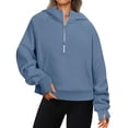 thumbnail image 7 of BDPORKAS Oversized Hoodies for Women Half Zip Fleece Sweatshirt Pullover Jacket with Thumb Holes, 7 of 7