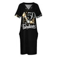 thumbnail image 3 of Camiseta de 50 cumpleaños. Camiseta "Fifty and Fabulous" para mujer. Vestido holgado con bolsillos, elegante vestido de boda., 3 of 6