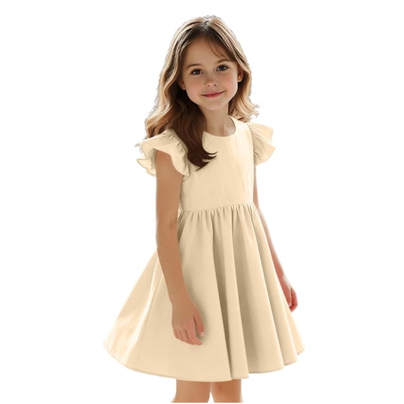 Zpanxa Girls Dresses, Kid's Irregular Long Dress Solid Spaghetti Strap Waist Sleeveless Casual Dresses Yellow 3 Years