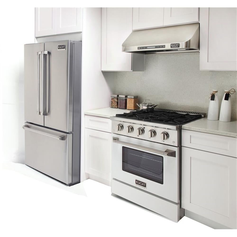 Pemberly Row 30" Modern Stainless Steel Natural Gas Range in White/Silver