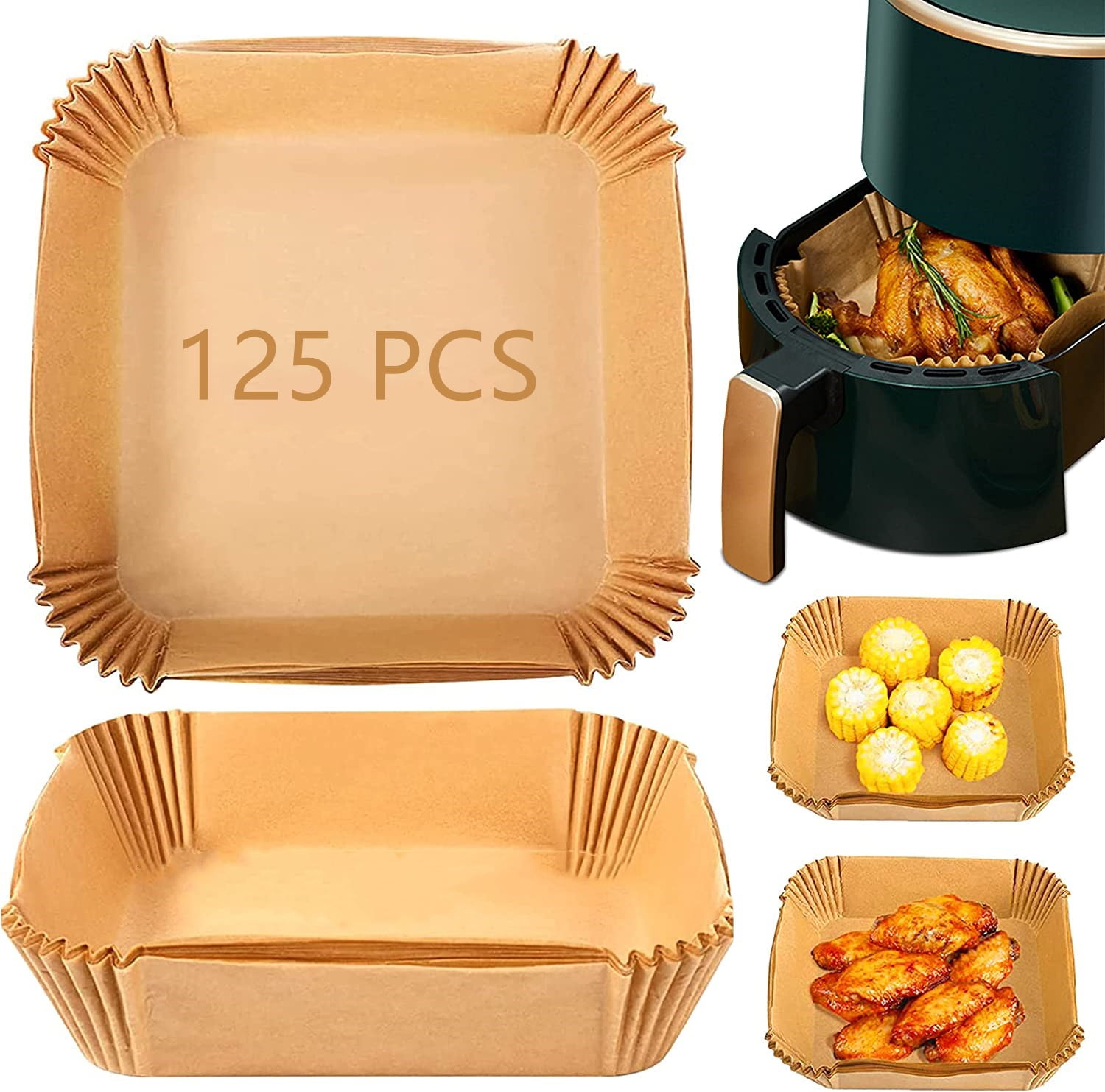 Air Fryer Paper Liners 125Pcs Parchment Paper, Air Fryer Disposable