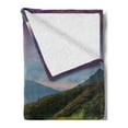 thumbnail image 2 of Nature Soft Flannel Fleece Blanket, Summer Season Scene with Fresh Flowers Green Foliage Mountain Landscape Ukraine, Cozy Plush for Indoor and Outdoor Use, 50" x 60", Pink Green Blue, by Ambesonne, 2 of 5