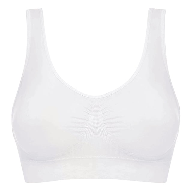 Gibobby Sujetador de mujer cómodo, Sexy, sin costuras, de doble capa, ajustable, para Yoga, deportivo, de talla grande, sin anillo de Brasier mujer busto(Blanco,XXL)