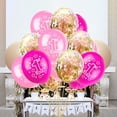 thumbnail image 3 of GOOHOCHY 15 globos de látex de 12 pulgadas, globos inflables impresos para baby shower, fiesta de cumpleaños de 1 año (rosa y dorado, con un rollo de cinta de color aleatorio)., 3 of 8