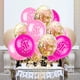 thumbnail image 4 of KAKOWELY 15 globos de látex de 12 pulgadas, globos inflables impresos para baby shower, fiesta de cumpleaños de 1 año (rosa y dorado, con un rollo de cinta de color aleatorio)., 4 of 4