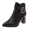 thumbnail image 1 of NECHOLOGY Botas Mujer Adulto Femenino Zapatos Botines de mujer Botas de mujer Cómodo Punta estrecha Tacón grueso Cremallera lateral Color sólido Otoño e invierno (Black, 6.5), 1 of 7