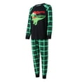 thumbnail image 3 of Franhais Christmas Pajamas for Family, Long Sleeve Dinosaur Print Raglan Tops + Plaid Pants Set, 3 of 9