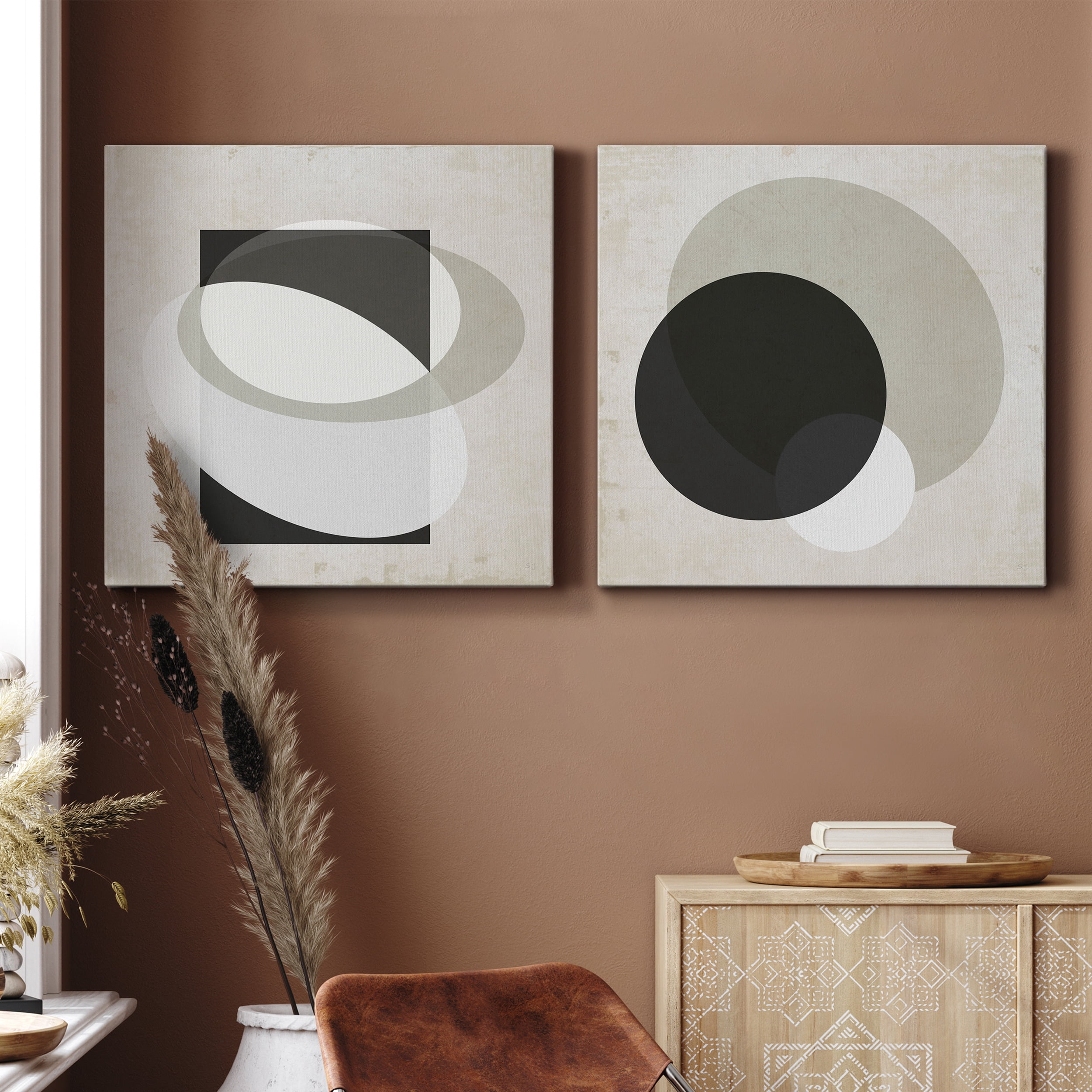Moderniste Neutre III - Premium Gallery Wrapped Canvas - Ready to Hang Set of 2 - 10 x 10 Each