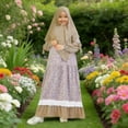thumbnail image 2 of KAUOD Girls 2 Piece Muslim Prayer Dress with Hijab 𝐈slamic Kids Flower Pattern Crew Neck Pullover Dresses Eid Abaya Clothes, 2 of 9