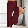 thumbnail image 4 of Cotton Basic Casual Pants Asymmetrical Women Simple Pants Side Slit Daily Outfit, 4 of 7