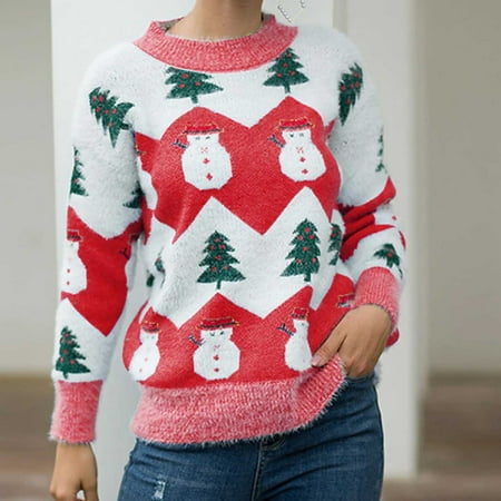 zanvin Womens Ugly Christmas Funny Sweatshirt Santa Claus Print Tops  Oversized Crewneck Blouse Long Sleeve Shirts Fall Clothes,Orange,M 