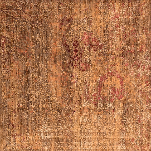 Ahgly Company Indoor Square Oriental Orange Industrial Area Rugs, 8' Square