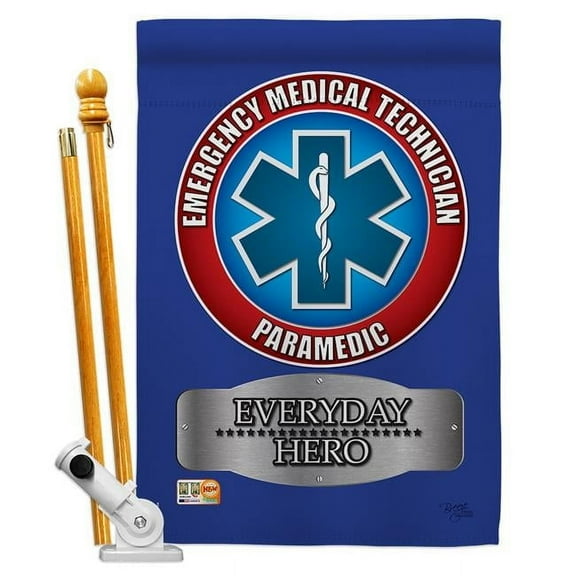 Breeze Decor BD-MI-HS-108009-IP-BO-D-US15-BD 28 x 40 in. EMT Americana Military Impressions Decorative Vertical Double Sided House Flag Set with Pole Bracket Hardware