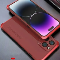 Dteck for iPhone 14 Pro Max Case, Luxury Shockproof Metal Bumper Frame PC Hard Back Slim Fit lightweith Cover, Red