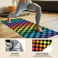 thumbnail image 4 of Rainbow Checkered Pattern Hot Yoga Mat Towel Non Slip for Hot Yoga - Quick-Drying Yoga Mat Cover with 4 Corner Pockets with Travel Bag - Hot Yoga Towel Non Slip Grip Moisture Wicking Sweat 70"x26", 4 of 6