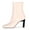 Beige, variant on YDN Women Classic Closed Square Toe Ankle High Booties Chunky Mid High Heel Side Zipper Short Boots Office Shoes Size 7 Black