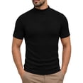 thumbnail image 2 of URBAN BUCK Short Sleeve Mock Turtle Neck Shirt Men Slim Fit Mock Neck Sweatshirt - Casual Ribbed Turtlenecks Sweater Murphy Black Men T Shirt- S, 2 of 7