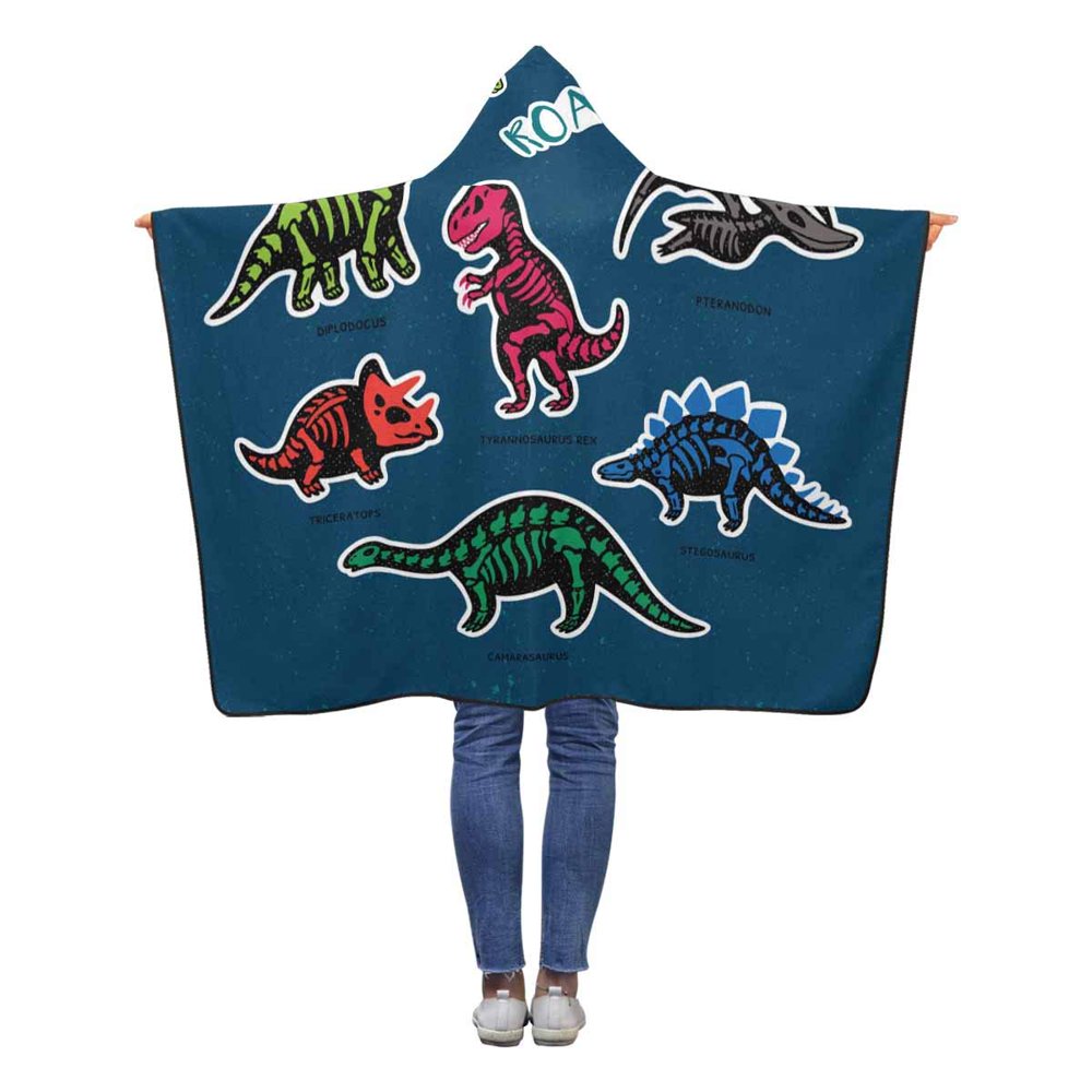 ASHLEIGH Fossil Dinosaurs Hooded Throw Blanket 40x50 inches Toddler Kid