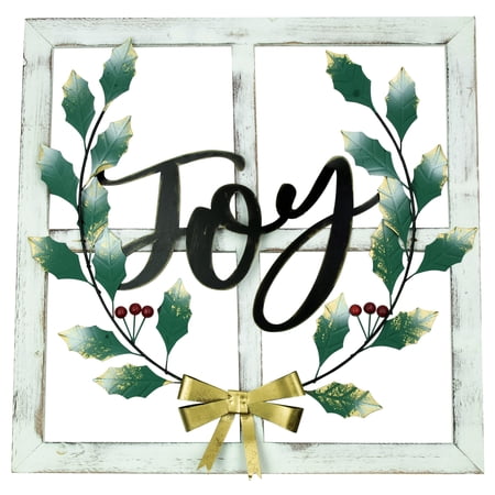 Northlight 23.75 Joy Window Frame with Holly Christmas Wall Sign