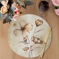 thumbnail image 3 of Brown Ombre Daisy Round 13 Inch Placemats Set of 8, Farmhouse Vintage Floral Botanical HeatResistant Non Slip Place Mats for Dining Table, Wipeable Braided Kitchen Table Mats for Housewarming, 3 of 9