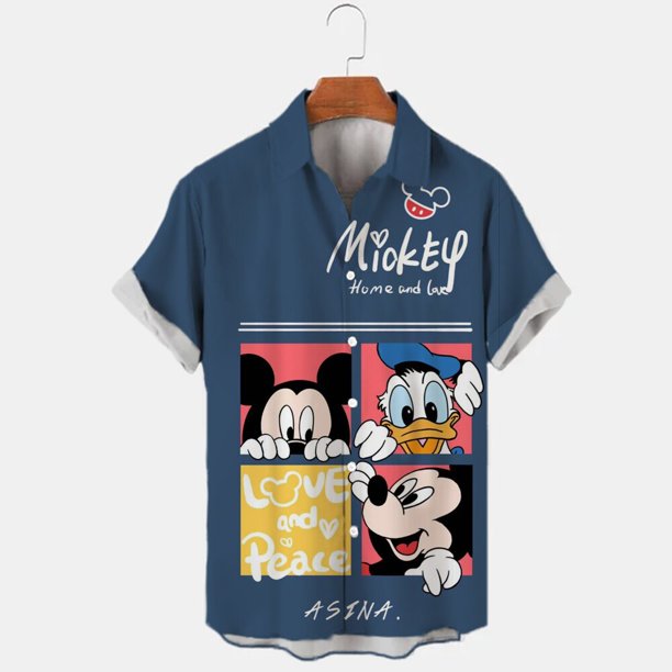 New Anime Mickey Mouse Donald Duck Men's T-Shirt 3D Printing Summer Disney Casual Simple High Quality Shirt Hawaiian T-Shirt Top5XL Gao Jinjia LED
