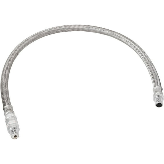 Vixen Horns Stainless Steel Air Compressor Braided Leader Hose with Check Valve 1/4" NPT Male to 1/4" NPT Male 24inch Chrome VXA7334