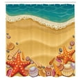 thumbnail image 3 of Ambesonne Beach Shower Curtain, Seashell on Shore Cartoon, 69"Wx84"L, Sand Brown Orange Teal, 3 of 5