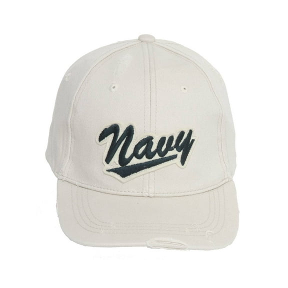 United States Navy Script Distressed Adjustable Ivory Cap