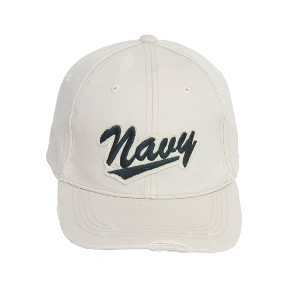 United States Navy Script Distressed Adjustable Ivory Cap